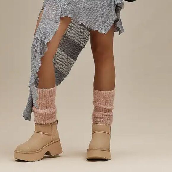 UGG mustard seed wool platform heeled ankle boots booties shoes women’s 9 new - Picture 9 of 9